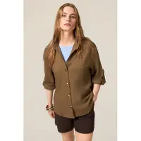 Oltre Linen Blend Shirt Jacket Military Green Taglia: 42 | Magliette intime Outlet | Donna | Verde