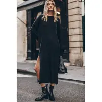 Mikuta The Black Sparkly Loose Longsleeve Dress Taglia: S | Maxi abiti Outlet | Donna | Nero