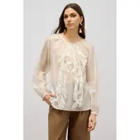 Oltre Voile Blouse With Ruffles White Taglia: S | Maglie a manica lunga Outlet | Donna | Bianco