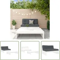 The Living Store Set da giardino 2 pezzi con cuscini in legno massiccio bianco