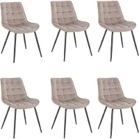 HOME DELUXE - Sedia imbottita IKALO set di 6 - colore: marrone chiaro - imbottitura morbida, carico massimo 120 kg I Sedia da cucina Sedie da pranzo Sedie da sala da pranzo