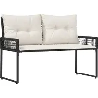 vidaXL Panca da esterno con cuscini Nero e bianco crema 118 x 55 x 82 cm