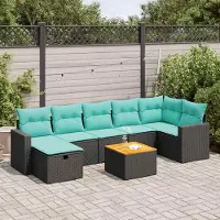Prolenta Maison Exclusive - Set da giardino 8 pezzi con cuscini in polyrattan nero