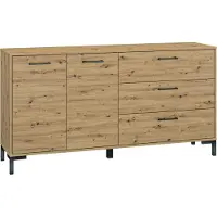 Furnlux Classic FURNLUX Credenza Nevio Rovere e Nero 159cm / Colore principale: Beige / Dimensioni: 159 x 83 x 40 cm
