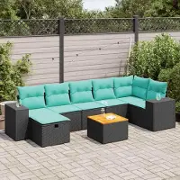 Prolenta Maison Exclusive - Set da giardino 8 pezzi con cuscini in polyrattan nero