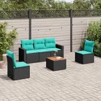 Prolenta Maison Exclusive - Set da giardino 6 pezzi con cuscini in polyrattan nero