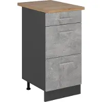 Vicco Mobiletto base per cucina R-Line Calcestruzzo 40 cm con cassetti, PL Rovere, Model 54043