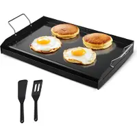 Vevor padella per grigliare Acciaio al carbonio, padella rettangolare universale (605 x 360 mm) per grigliate teppanyaki, pentole portatili per la casa con manico