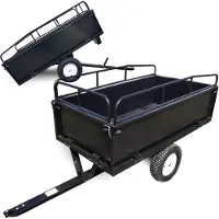 Wiltec Rimorchio ribaltabile 200 x 78 x 94,5 cm fino a 300 kg, rimorchio ribaltabile per trattorini con griglia e pareti laterali rimovibili, rimorchio con funzione di ribaltamento