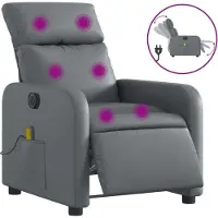 Syfax Poltrona Massaggiante Elettrica Reclinabile Grigio Pelle finta