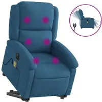 Syfax Poltrona Alzapersona Massaggi Reclinabile Elettrica Blu Velluto