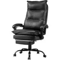 StarTech.com Sedia direzionale premium per ufficio con schienale alto, poggiapiedi e cuscino lombare - Sedia ergonomica nera - Mobili da ufficio comfort