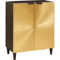 Syfax Credenza Nero e Oro 60 x 33 x 75 cm Legno di mango massello