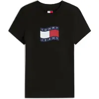 Tommy Hilfiger Slim Wavy Flag Tee Black Taglia: XS | Maglie Sportivi Outlet | Donna | Nero