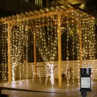 ROSNEK 3x3M Tenda luminosa a LED 8 modalità di luce 31V luci bianche calde fata impermeabile con timer e funzioni di memoria per interni giardino decorazione festa di Natale