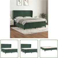 The Living Store Letto a molle con materasso verde scuro 180x200 cm in velluto