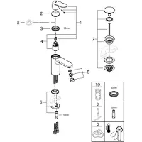 GROHE Eurosmart Cosmopolitan Mitigeur monocommandé pour lavabo, M-Size, saillie 123mm, vidage Push-Open, 23926000, 23926000