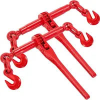 Vevor 9215LBS Fascetta a cricchetto 3/8" - 1/2", 9.215 LBS, carico di lavoro sicuro, gancio G70 e lunghezza regolabile, per catene di grado 70-80, fissaggio, trasporto, traino, confezione da 2, rosso