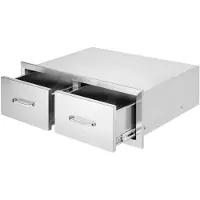 Vevor Cassetto per barbecue 75 x 25 cm - Doppio cassetto orizzontale in acciaio inox, resistente e con mobile portaoggetti integrato - ideale per cucine all'aperto
