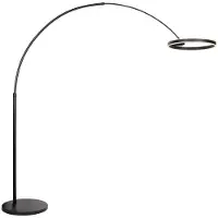 Steinhauer Lampada ad arco a LED Ringlux, nera, metallo, CCT, dimmerabile