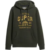 Superdry per uomo. M2014366A Felpa con cappuccio Work Shop verde (L), Casual, Cotone