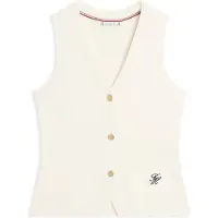 Tommy Hilfiger per donna. WW0WW49707 Gilet in maglia di alta qualità (M), Beige, Casual, Cotone