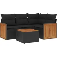 vidaXL Set di divani da giardino 5 pezzi con cuscini in polirattan nero