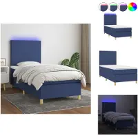 vidaXL Letto a molle con materasso e tessuto LED Blue 80x200 cm - Letti e strutture letto