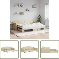 The Living Store letto da giorno allungabile crema 90x200 cm in tessuto