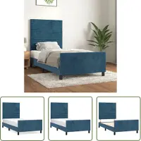 The Living Store Struttura letto con testata blu scuro 80x200 cm in velluto