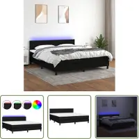 The Living Store Letto a molle insacchettate con materasso e LED in tessuto nero 180x200 cm