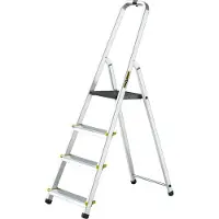 Drabest | Scala - Scala multiuso in alluminio PRO - 4 gradini - Scaletta - Stabile, sicura, leggera, pratica - con ganci - Portata 150 kg