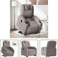 The Living Store Poltrona relax con ausilio per l'alzata in tessuto Electric Taupe