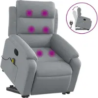 Syfax Poltrona Alzapersona Massaggi Reclinabile Grigio Chiaro Tessuto