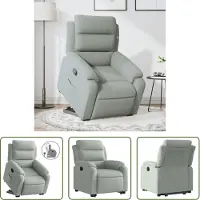 The Living Store Poltrona relax con supporto in velluto grigio chiaro