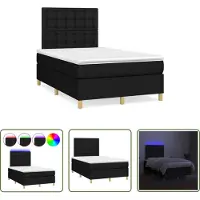 The Living Store Letto a molle con materasso e LED nero 120x190 cm in tessuto