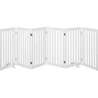 Costway barriera recinzione cani alta 89cm, 4 pannelli griglia protettiva in legno pieghevole, griglia scale barriera cani griglia flessibile protezione porte (bianco)