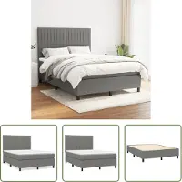 The Living Store Letto a molle con materasso grigio scuro 140x200 cm in tessuto