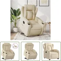 The Living Store Poltrona relax con supporto elettrico in tessuto crema