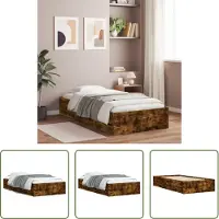 The Living Store Struttura letto con cassetti in rovere fumé 75x190 cm Materiale legno