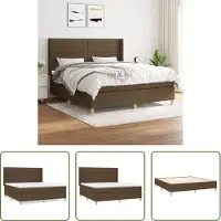 The Living Store Letto a molle con materasso marrone scuro 180x200 cm in tessuto