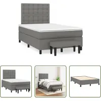 The Living Store Letto a molle con materasso grigio scuro 120x190 cm in tessuto
