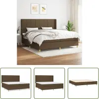 The Living Store Letto a molle con materasso marrone scuro 200x200 cm in tessuto