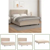 The Living Store Letto a molle insacchettate Materasso Cappuccino-Brown 160x200 cm Similcuoio