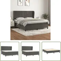 The Living Store Letto a molle con materasso grigio scuro 160x200 cm in velluto