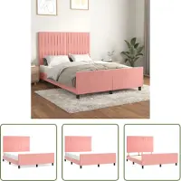 The Living Store Struttura letto con testiera rosa 140x200 cm in velluto