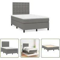The Living Store Letto a molle con materasso grigio scuro 120x190 cm in tessuto