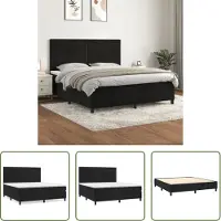 The Living Store Letto a molle con materasso nero 180x200 cm in velluto