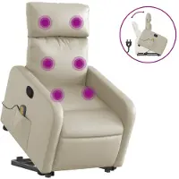 Syfax Poltrona Alzapersona Reclinabile Massaggio Crema Pelle finta