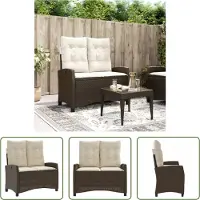 The Living Store Panca da giardino regolabile con cuscini in Poly Rattan marrone